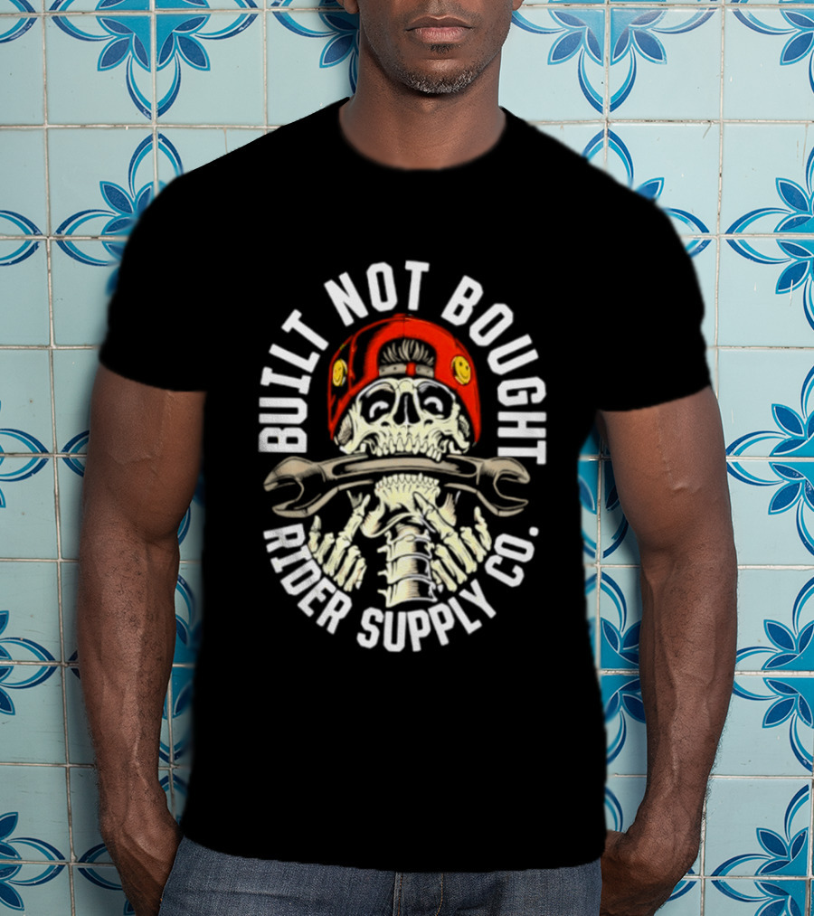 Rider Supply Co Skull Built Not Bought Wrench T-Shirt