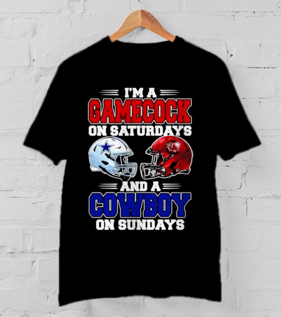 I'm A Gamecock On Saturdays And A Cowboy On Sundays Helmet Rivalry 2026 T-Shirt