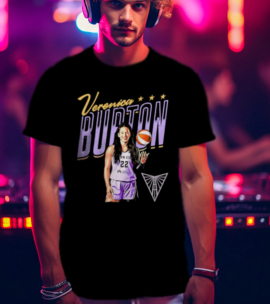 Veronica Burton Basketball Pose Valkyries Purple Orange 2026 T-Shirt