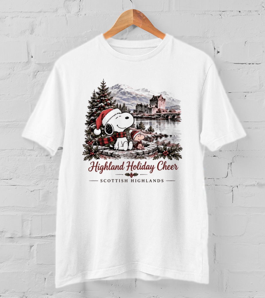 Highland Holiday Cheer Snoopy Scottish Highlands Christmas T-Shirt