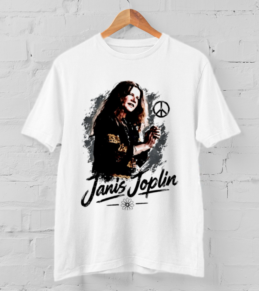 Janis Joplin Peace Sign Flower Rock Legend T-Shirt