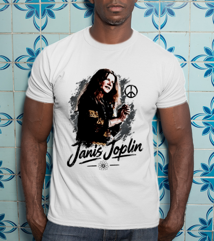 Janis Joplin Peace Sign Flower Rock Legend T-Shirt
