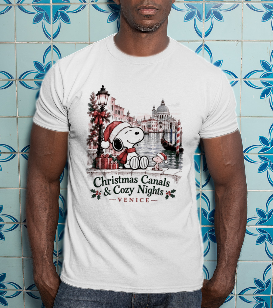 Christmas Canals Cozy Nights Venice Snoopy T-Shirt