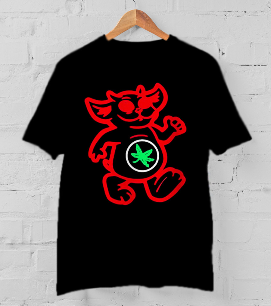 TØP X Buckeye 2026 Cartoon Cat Red Outline Green Leaf T-Shirt