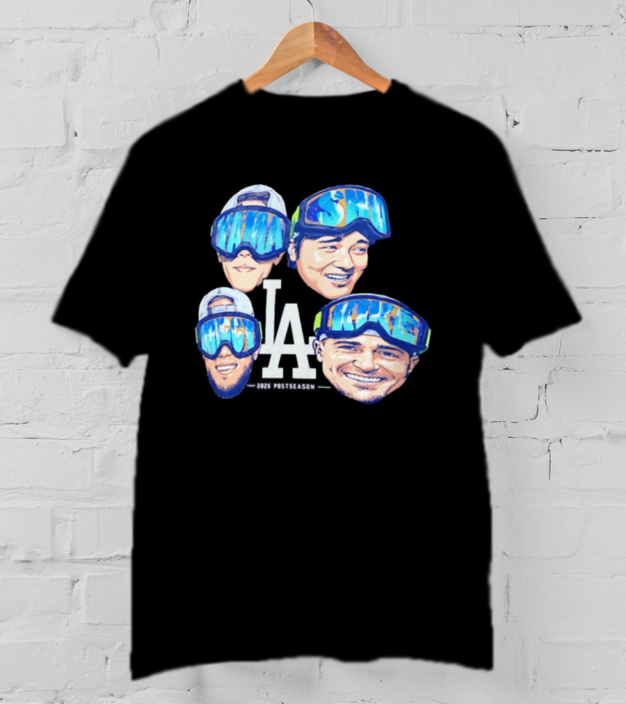 Los Angeles Dodgers 2026 Postseason Big Head LA Goggles MAMA SMILE MIKE T-Shirt