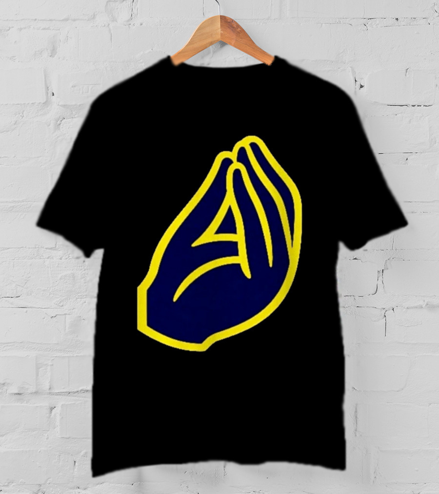 Milwaukee Yellow Indistinguishable Lettering Blue Enclosed Prayer Hands T-Shirt