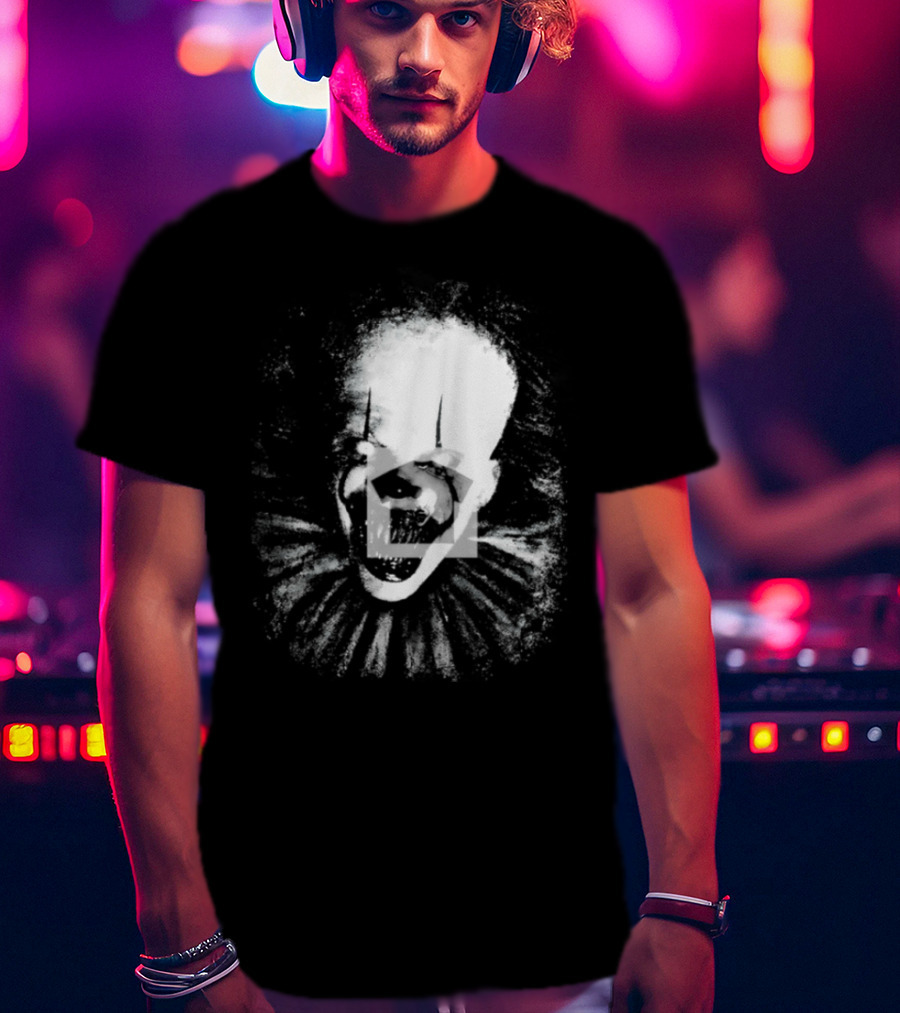 Pennywise The Dancing Clown Horror Movie Halloween Scary Face With Ruffled Collar T-Shirt