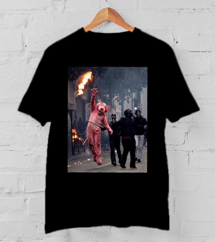 Pink Panther 2026 France Jump Amidst Protest Scene T-Shirt