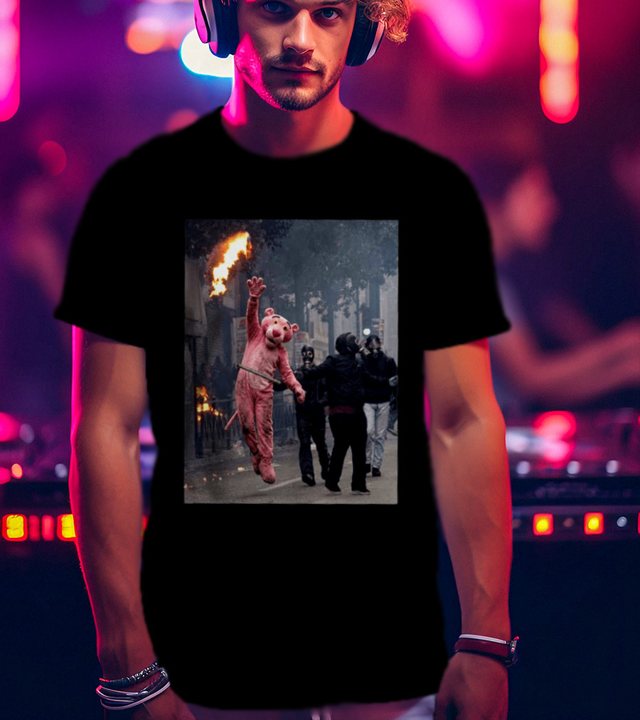Pink Panther 2026 France Jump Amidst Protest Scene T-Shirt