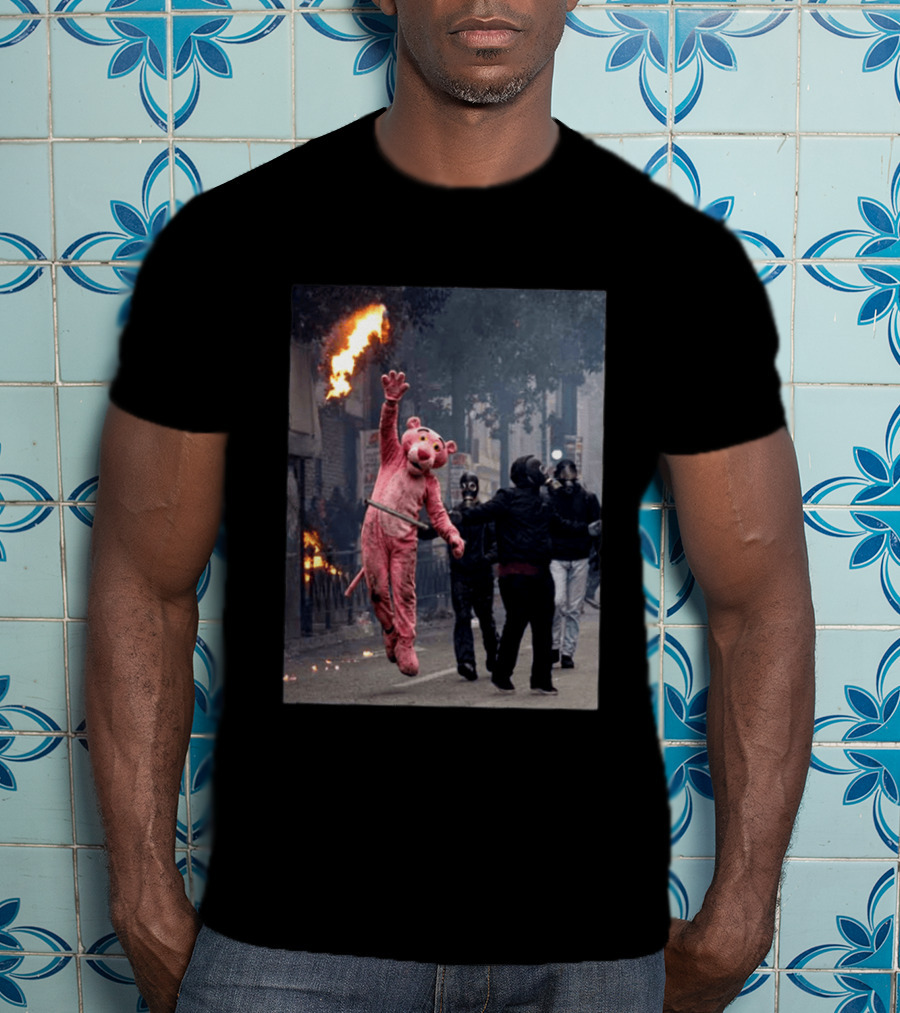 Pink Panther 2026 France Jump Amidst Protest Scene T-Shirt