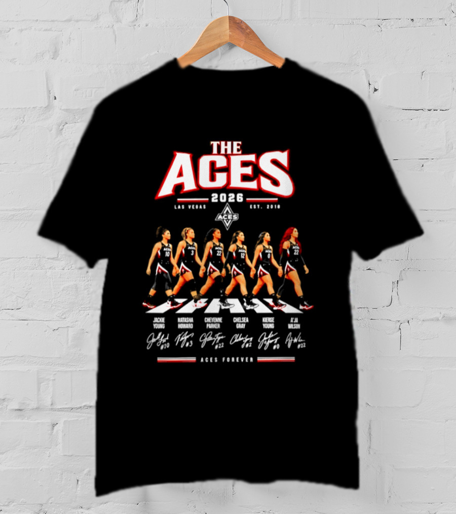 The Aces 2026 Las Vegas Team Abbey Road Aces Forever Signatures T-Shirt