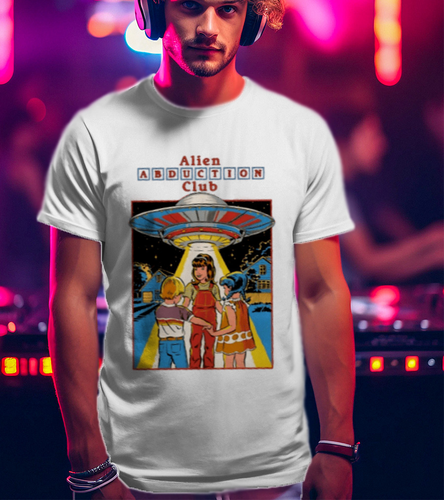 Alien Abduction Club UFO Extraterrestrial Beam On Children Scene T-Shirt