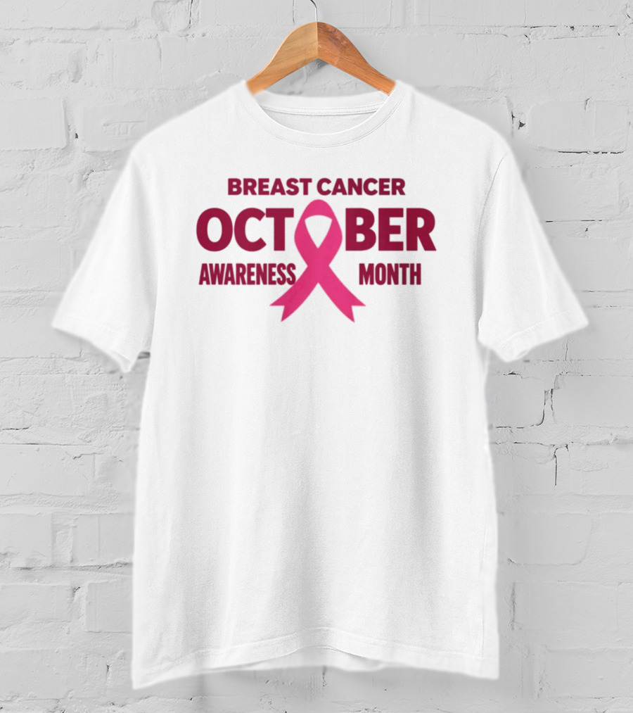 Breast Cancer Awareness October Month Pink Ribbon T-Shirt