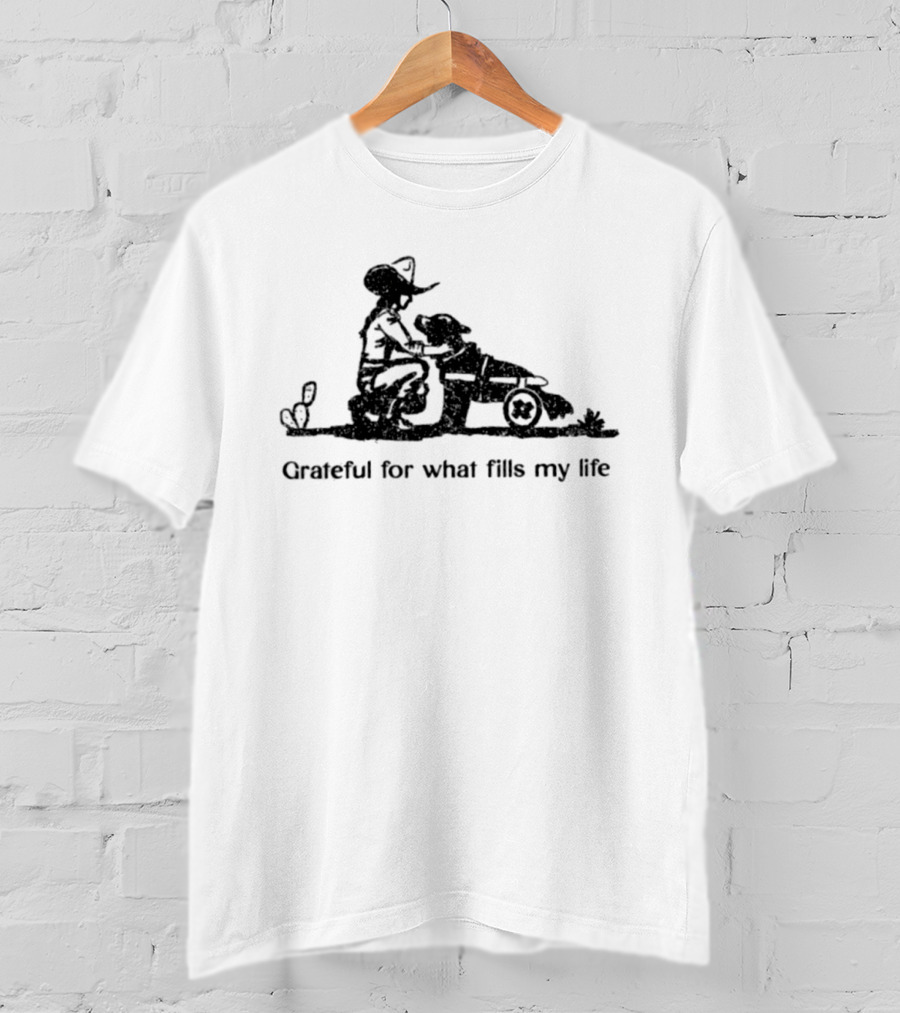Cowgirl Grateful For What Fills My Life Comfort Amidst Cactus And Tumbleweeds T-Shirt