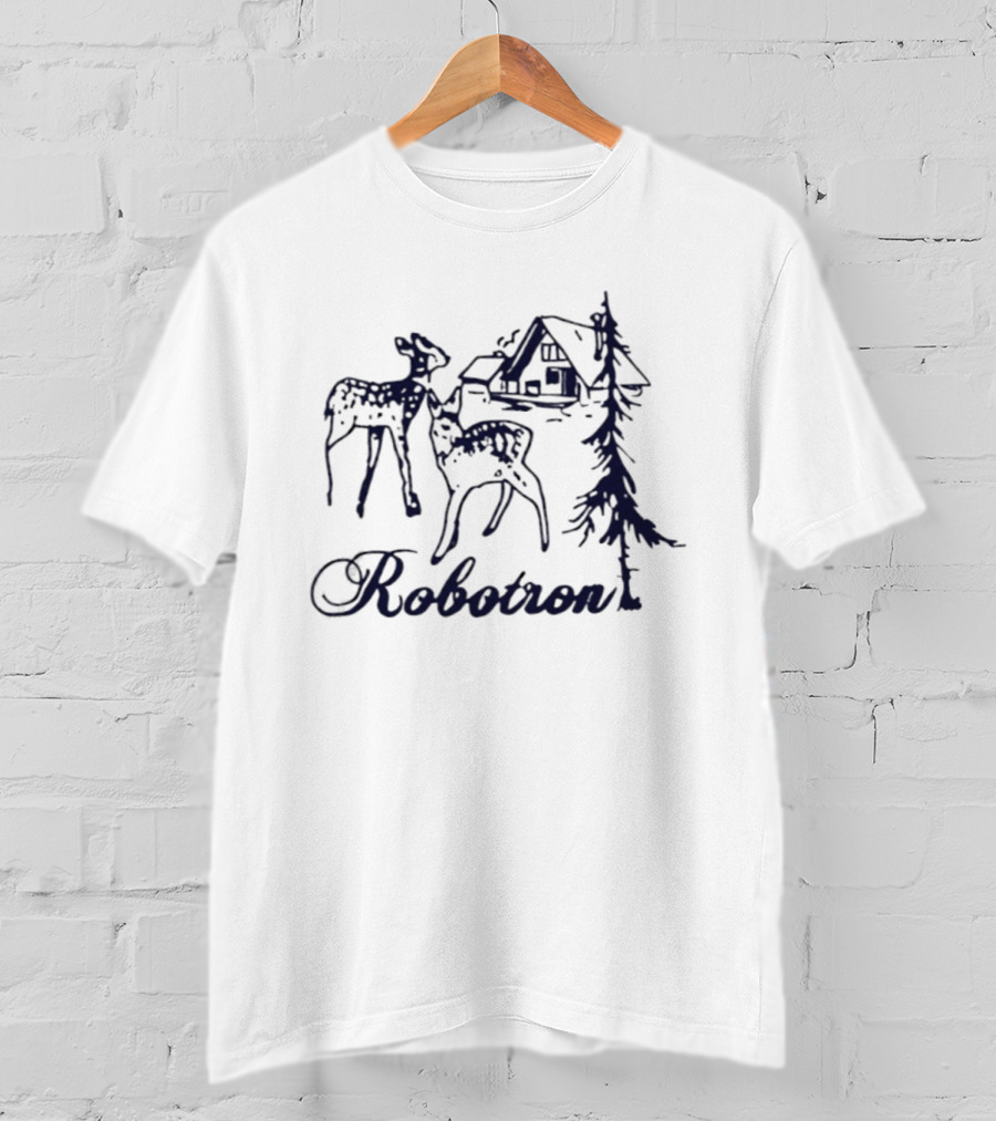 Robotron Deer And Cabin Nature Forest Scene T-Shirt