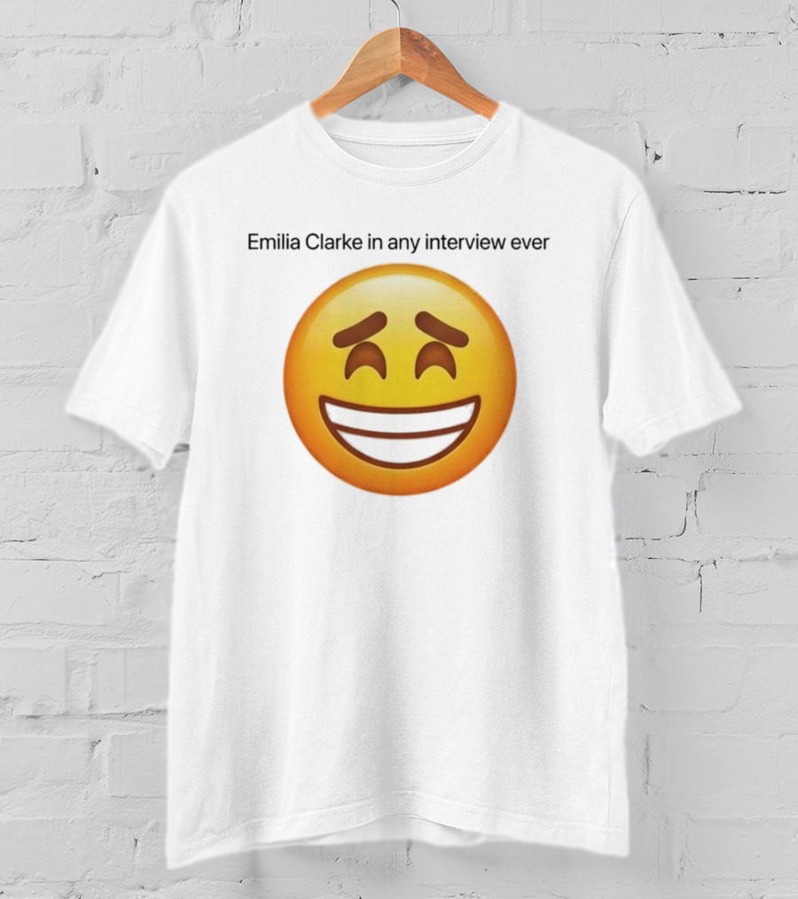 Emilia Clarke In Any Interview Ever Smiling Emoji T-Shirt