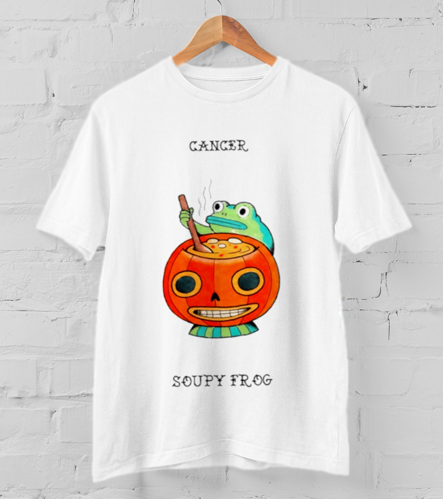 Halloween Cancer Zodiac Soupy Frog Pumpkin T-Shirt