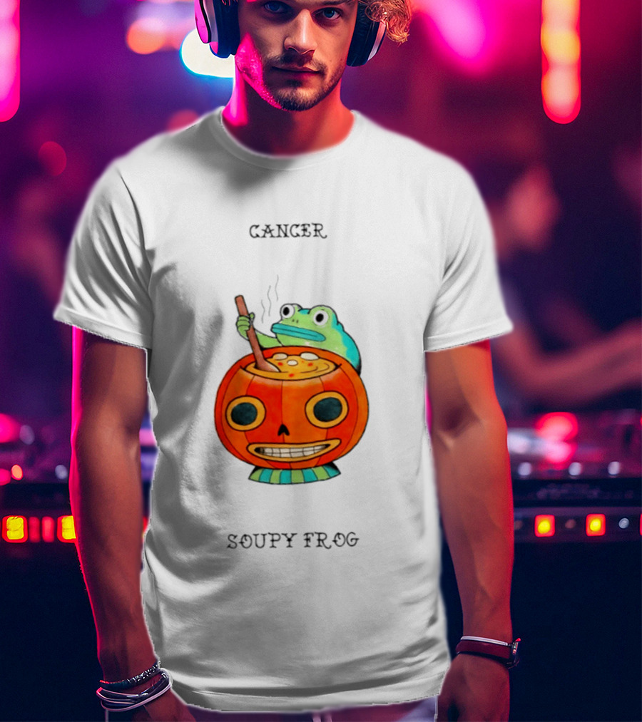 Halloween Cancer Zodiac Soupy Frog Pumpkin T-Shirt