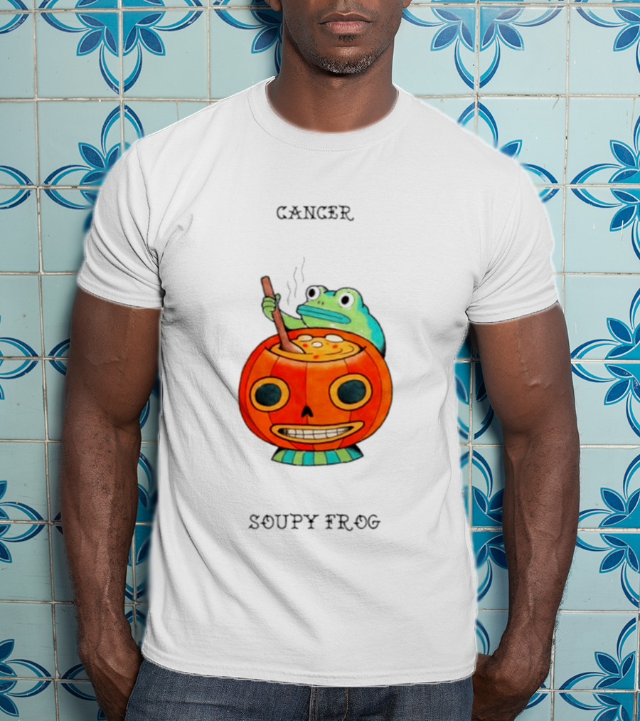 Halloween Cancer Zodiac Soupy Frog Pumpkin T-Shirt