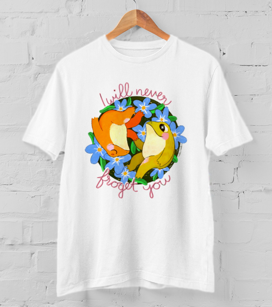 I Will Never Froget You Frog Toad Blue Flowers T-Shirt