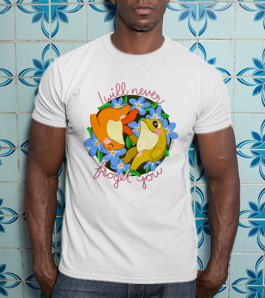 I Will Never Froget You Frog Toad Blue Flowers T-Shirt