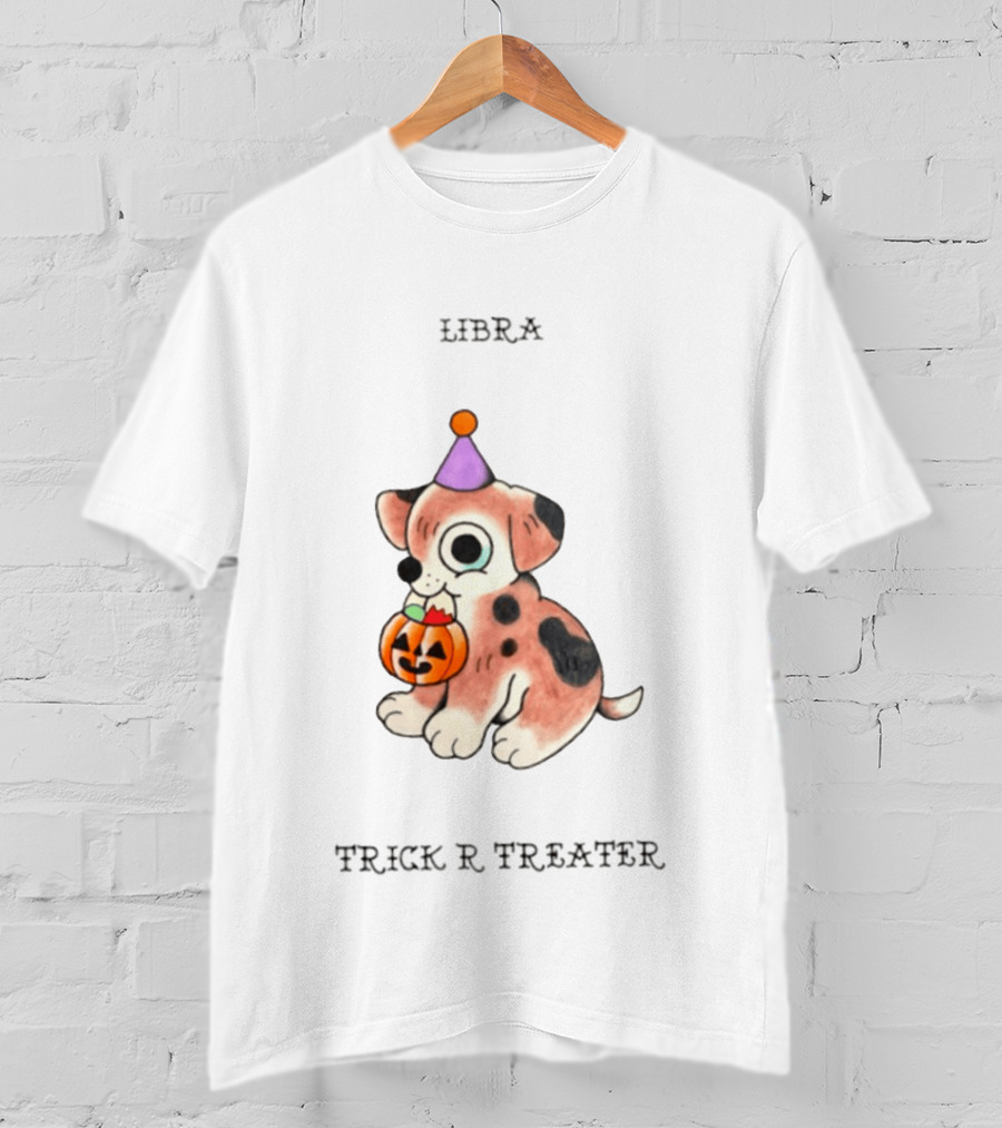 Libra Halloween Puppy Trick R Treater Zodiac T-Shirt