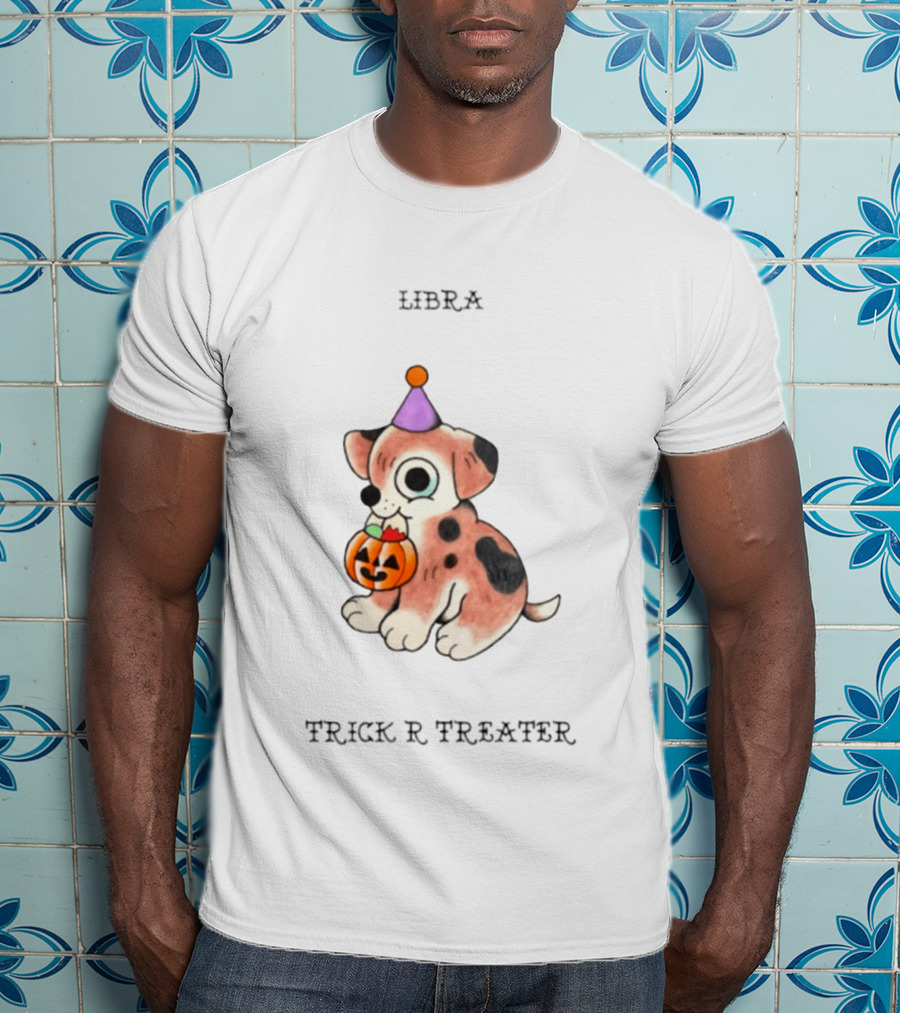 Libra Halloween Puppy Trick R Treater Zodiac T-Shirt