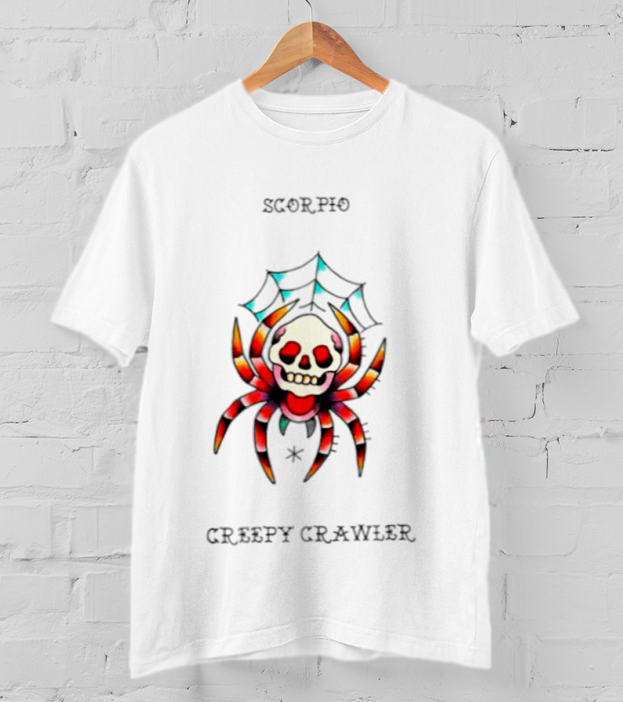 Scorpio Creepy Crawler Spider Skull Zodiac Web T-Shirt