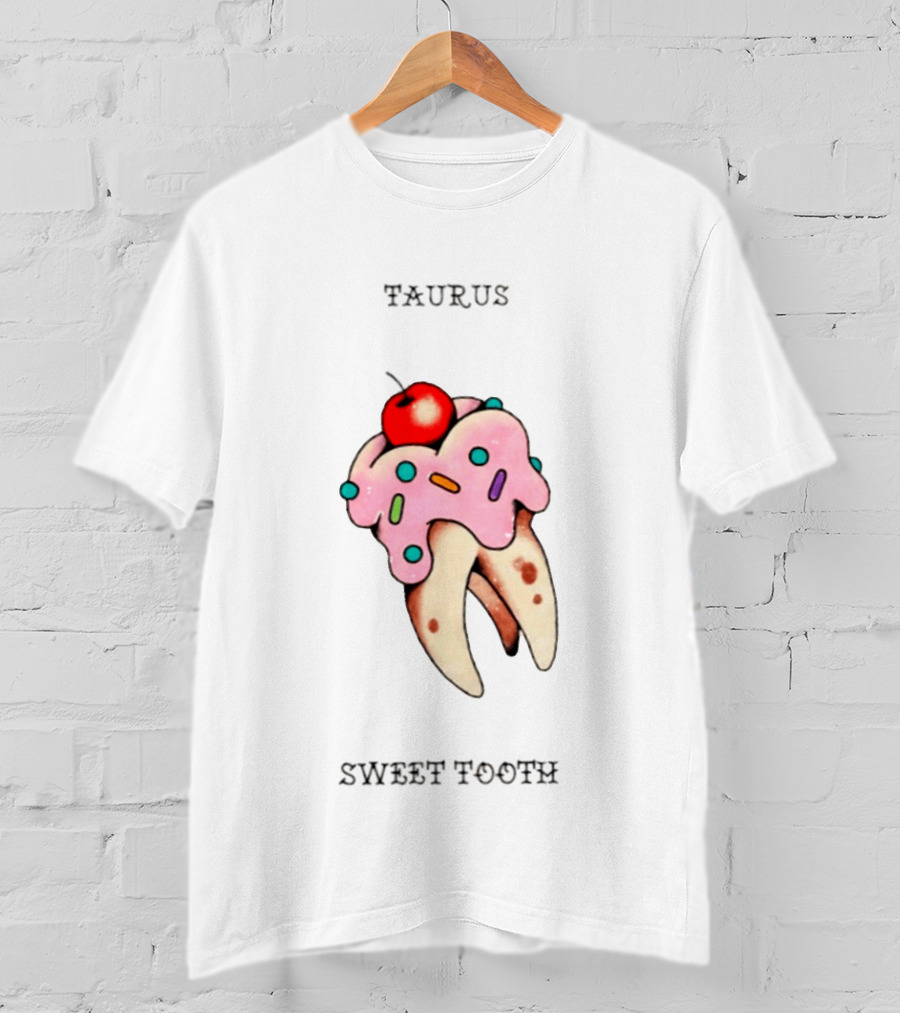 Taurus Sweet Tooth Ice Cream Cone With Sprinkles And Cherry T-Shirt