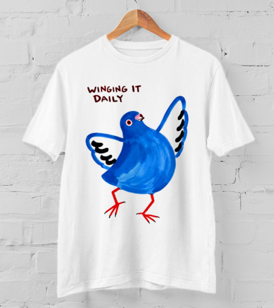 Winging It Daily Pigeon Cartoon Bird T-Shirt
