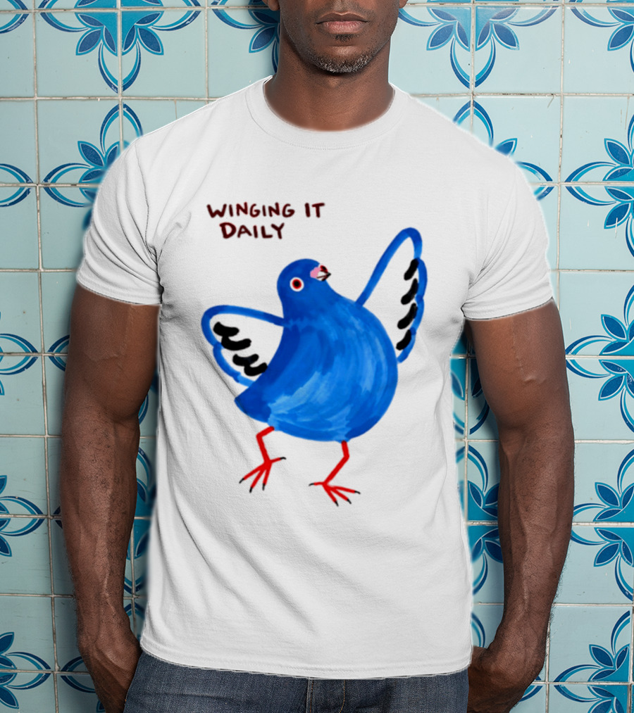 Winging It Daily Pigeon Cartoon Bird T-Shirt
