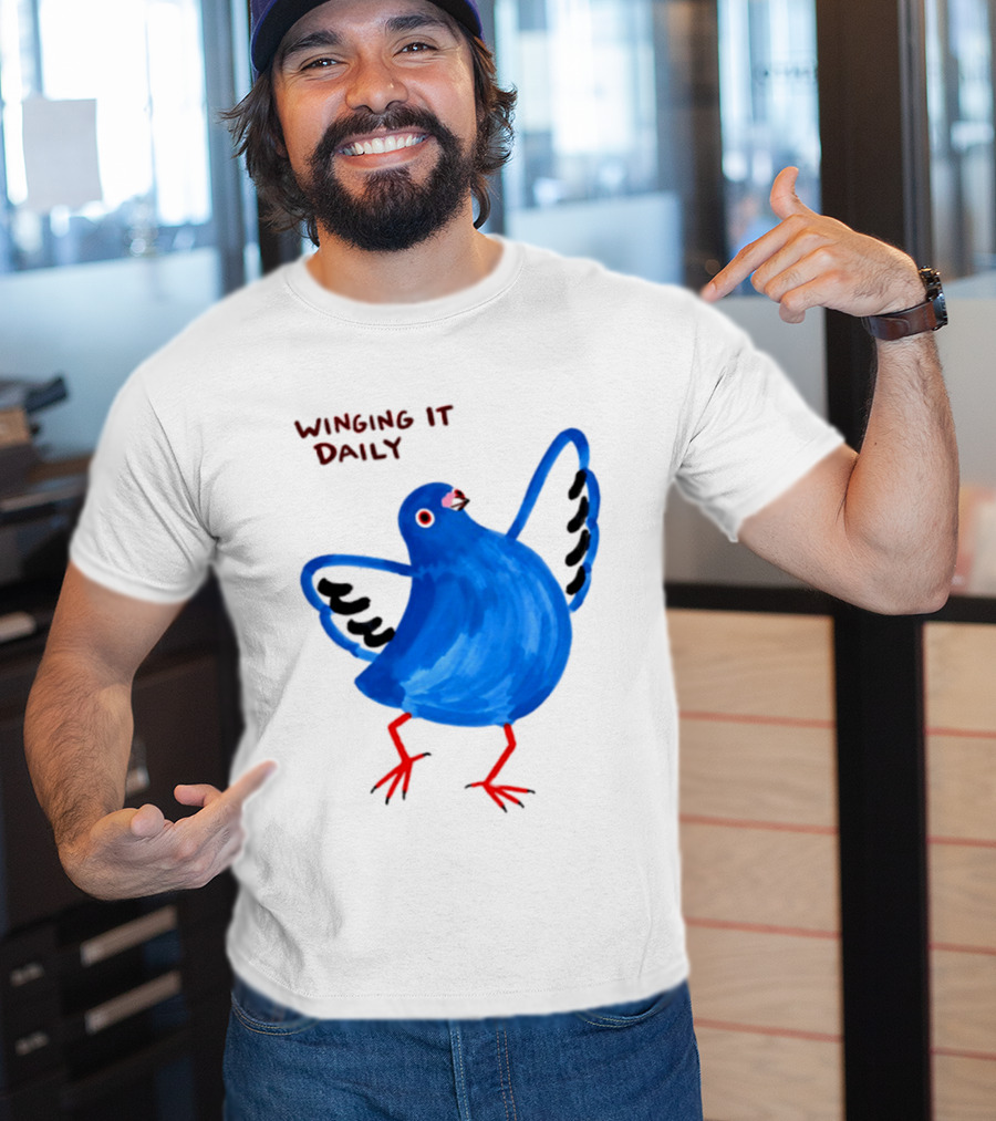 Winging It Daily Pigeon Cartoon Bird T-Shirt