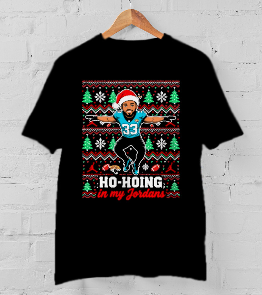 Bhayshul Tuten Jacksonville Jaguars Ho Hoing In My Jordans Ugly Christmas Sweater Football Holiday T-Shirt