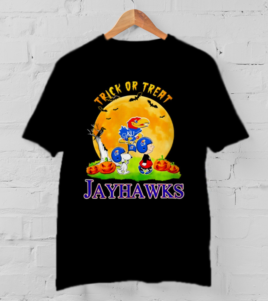 Kansas Jayhawks Peanuts Trick Or Treat Halloween Abbey Road 2026 T-Shirt
