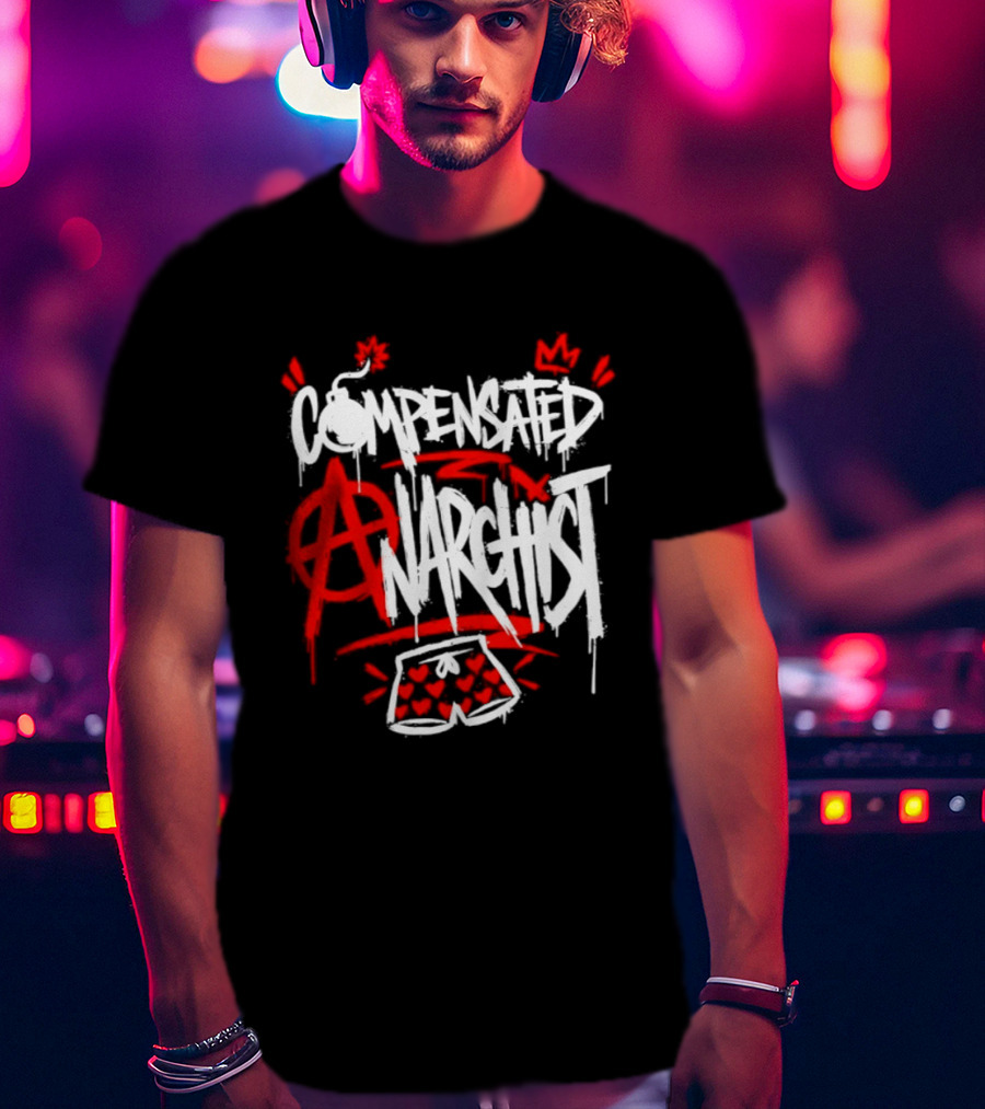 Compensated Anarchist With Bomb And Heart Shorts Graffiti Style Anarchism T-Shirt