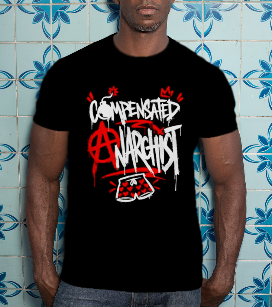 Compensated Anarchist With Bomb And Heart Shorts Graffiti Style Anarchism T-Shirt
