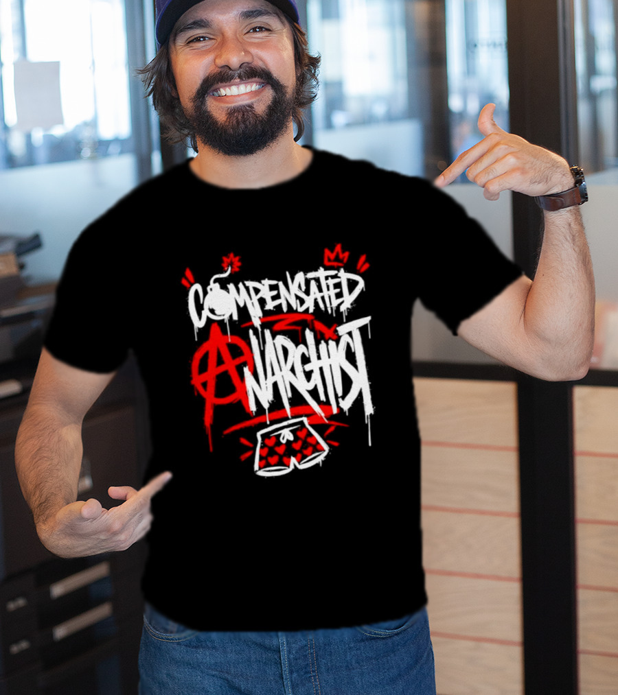 Compensated Anarchist With Bomb And Heart Shorts Graffiti Style Anarchism T-Shirt