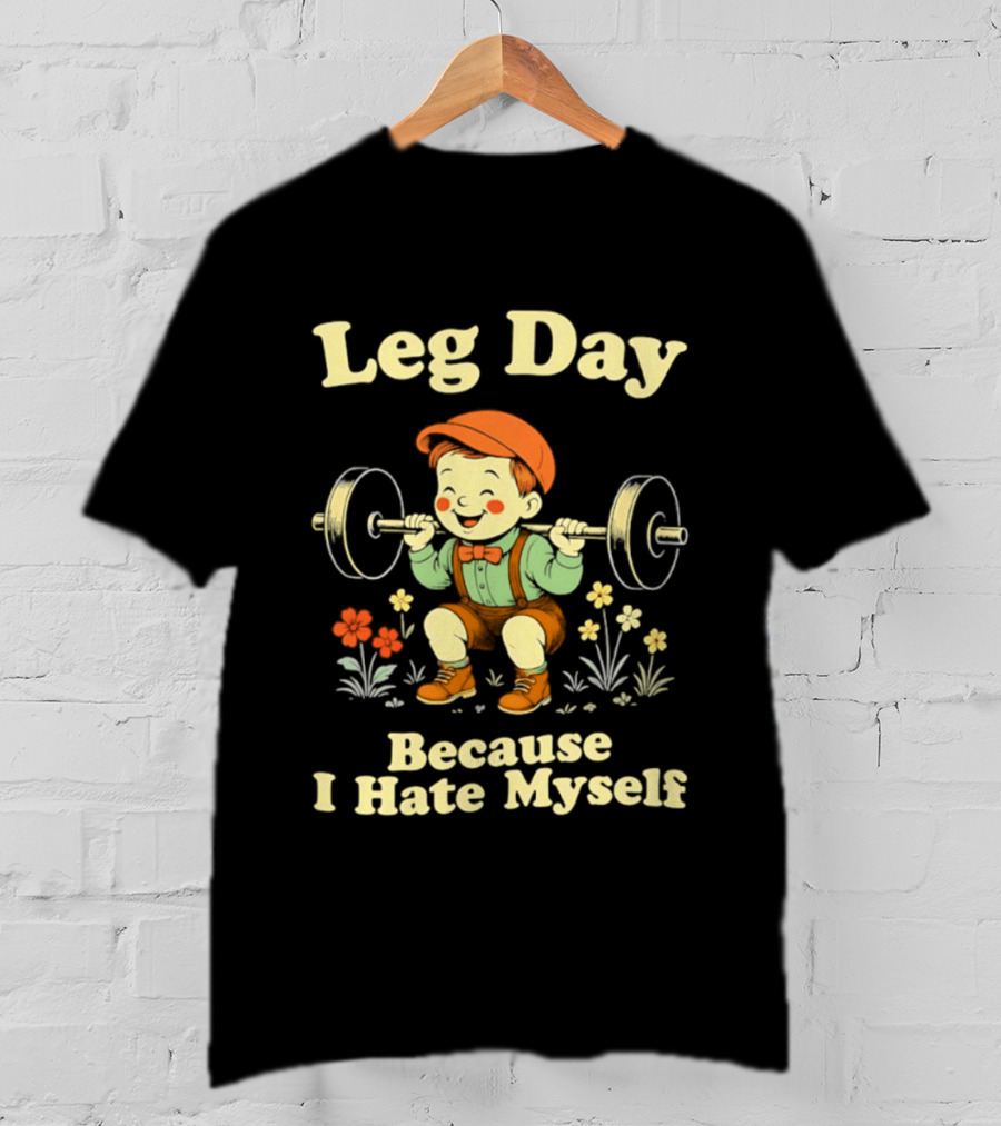 Leg Day Because I Hate Myself Cute Vintage Gym Humor T-Shirt