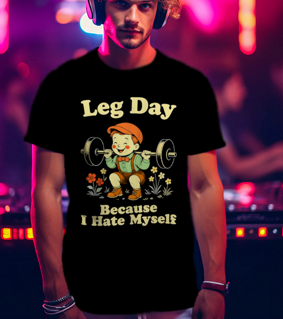 Leg Day Because I Hate Myself Cute Vintage Gym Humor T-Shirt