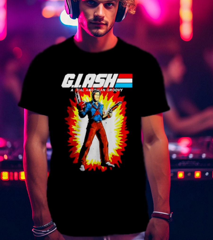 G.I. Ash A Real American Groovy Evil Dead Character Explosion T-Shirt