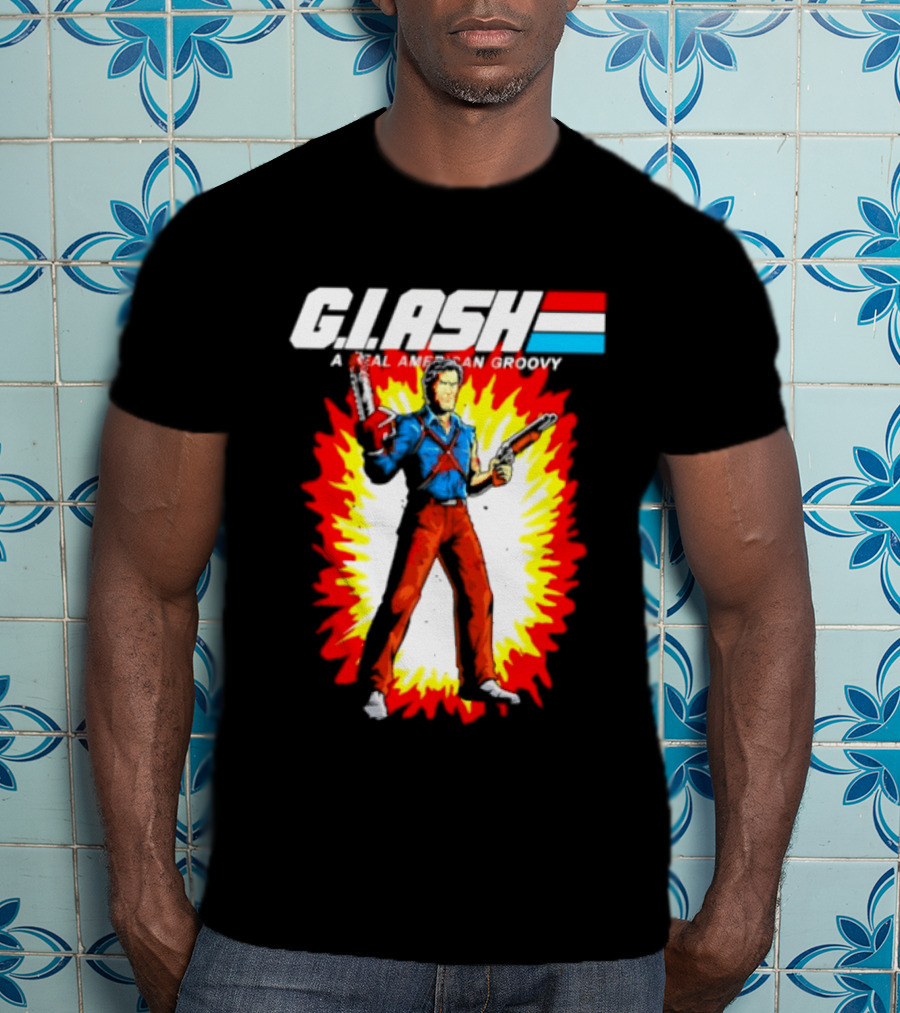 G.I. Ash A Real American Groovy Evil Dead Character Explosion T-Shirt