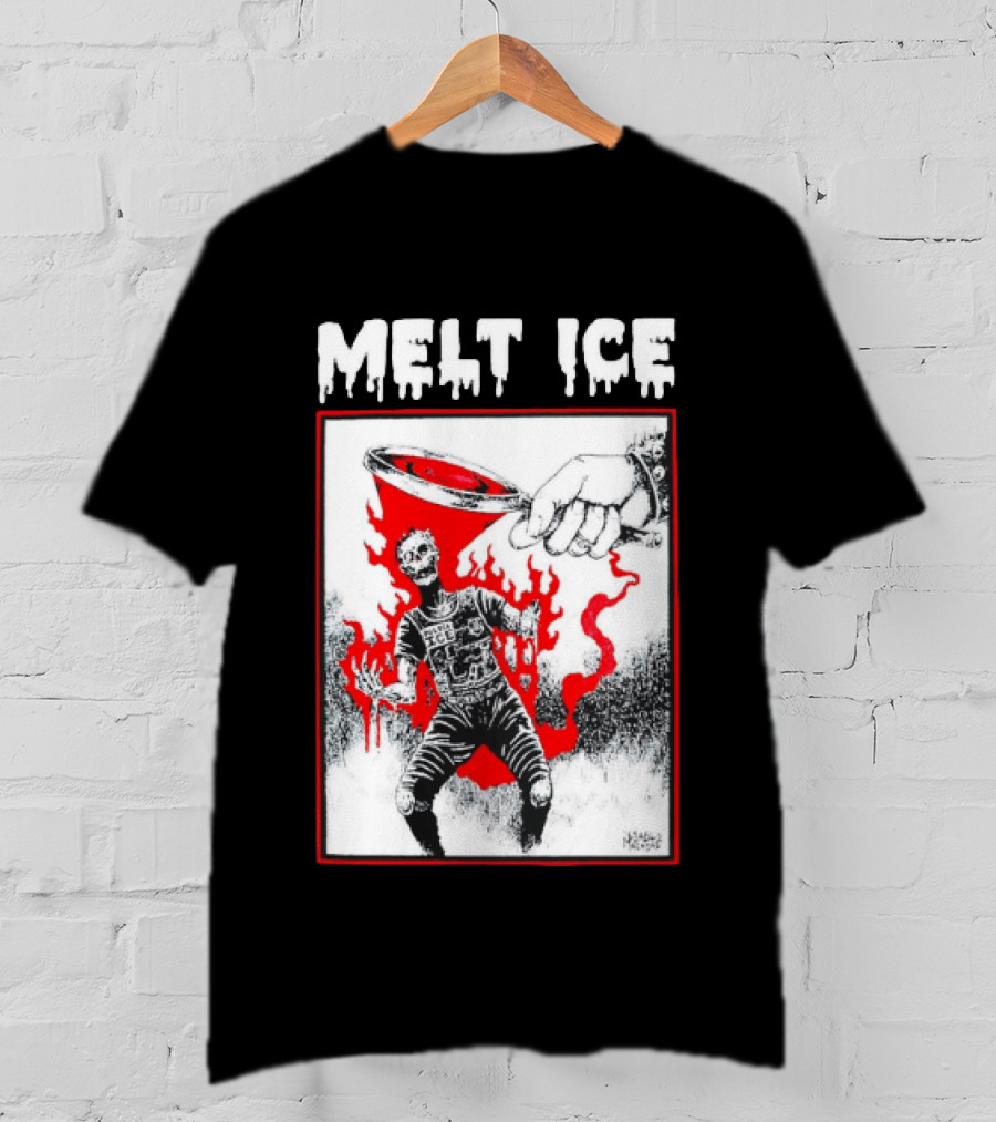 Melt ICE Anti Enforcement Art Black Melting Officer T-Shirt