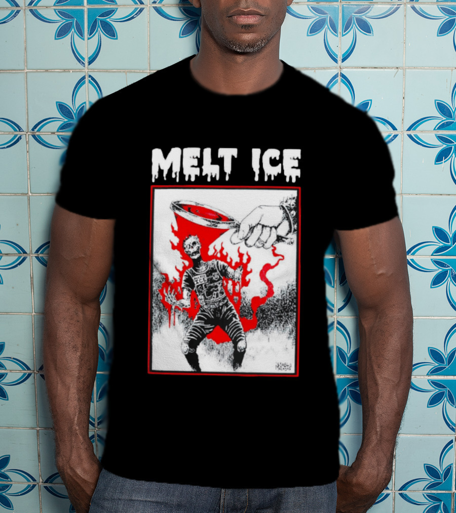 Melt ICE Anti Enforcement Art Black Melting Officer T-Shirt