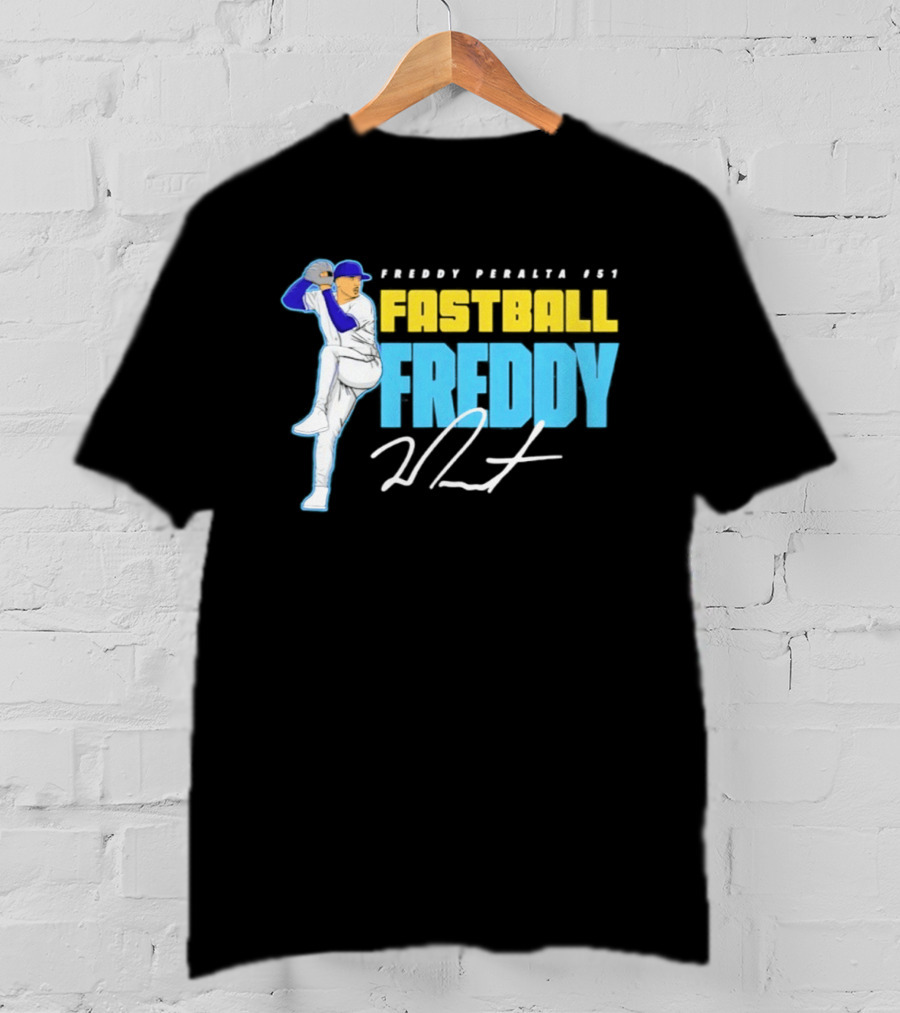 Freddy Peralta #51 Fastball Freddy Signature Pitching Pose T-Shirt