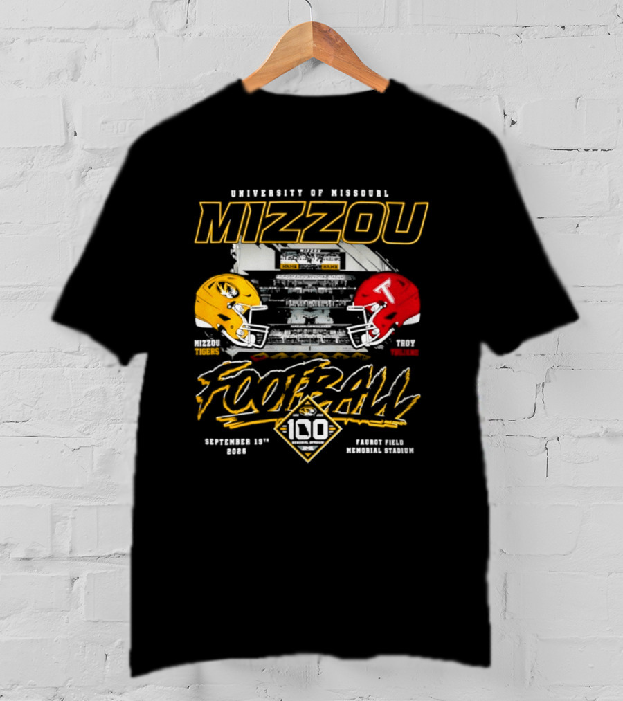 Mizzou Tigers Football Vs Troy Trojans Centennial Game September 19 2026 Faurot Field Memorial Stadium T-Shirt