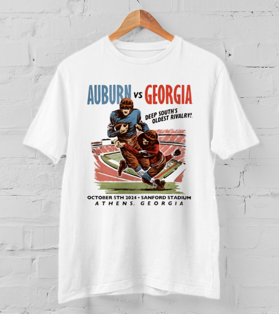Auburn Vs Georgia Deep South's Oldest Rivalry October 5th 2024 Sanford Stadium Athens Georgia T-Shirt