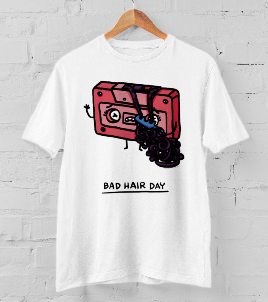 Bad Hair Day Cassette Tape Music Humor Retro 90s T-Shirt