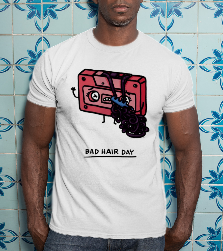 Bad Hair Day Cassette Tape Music Humor Retro 90s T-Shirt
