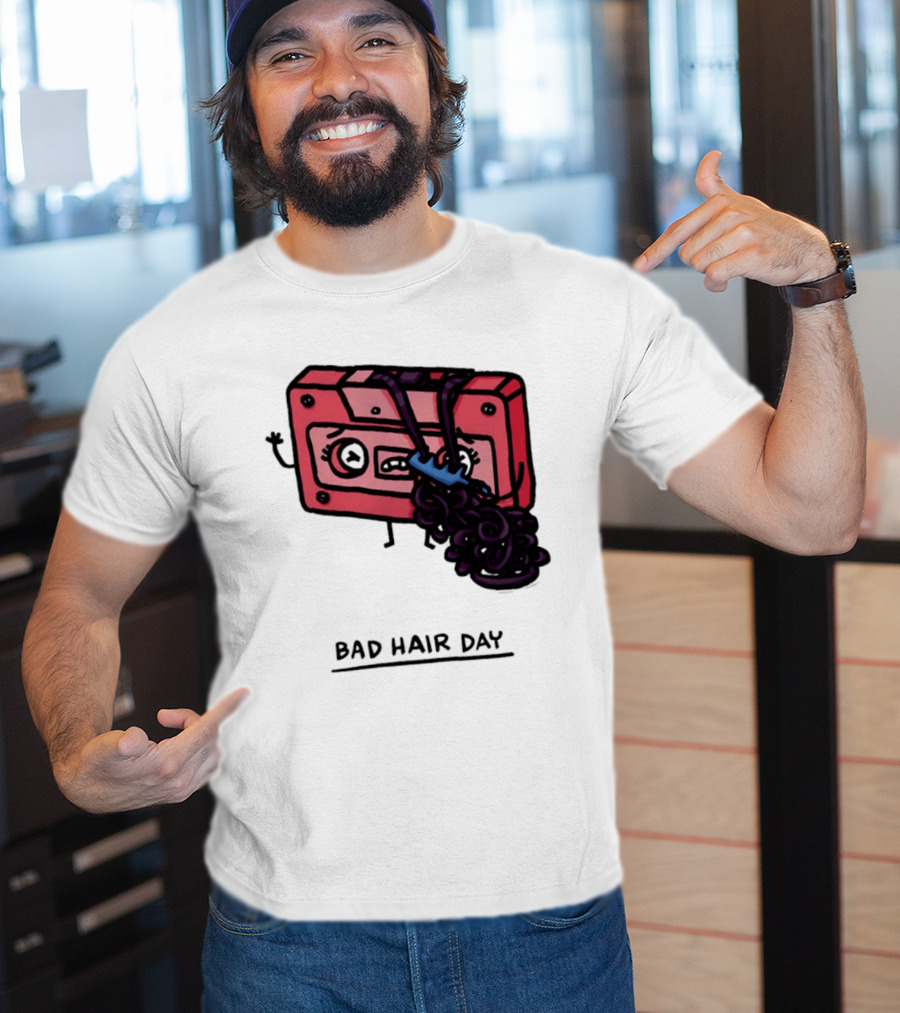 Bad Hair Day Cassette Tape Music Humor Retro 90s T-Shirt
