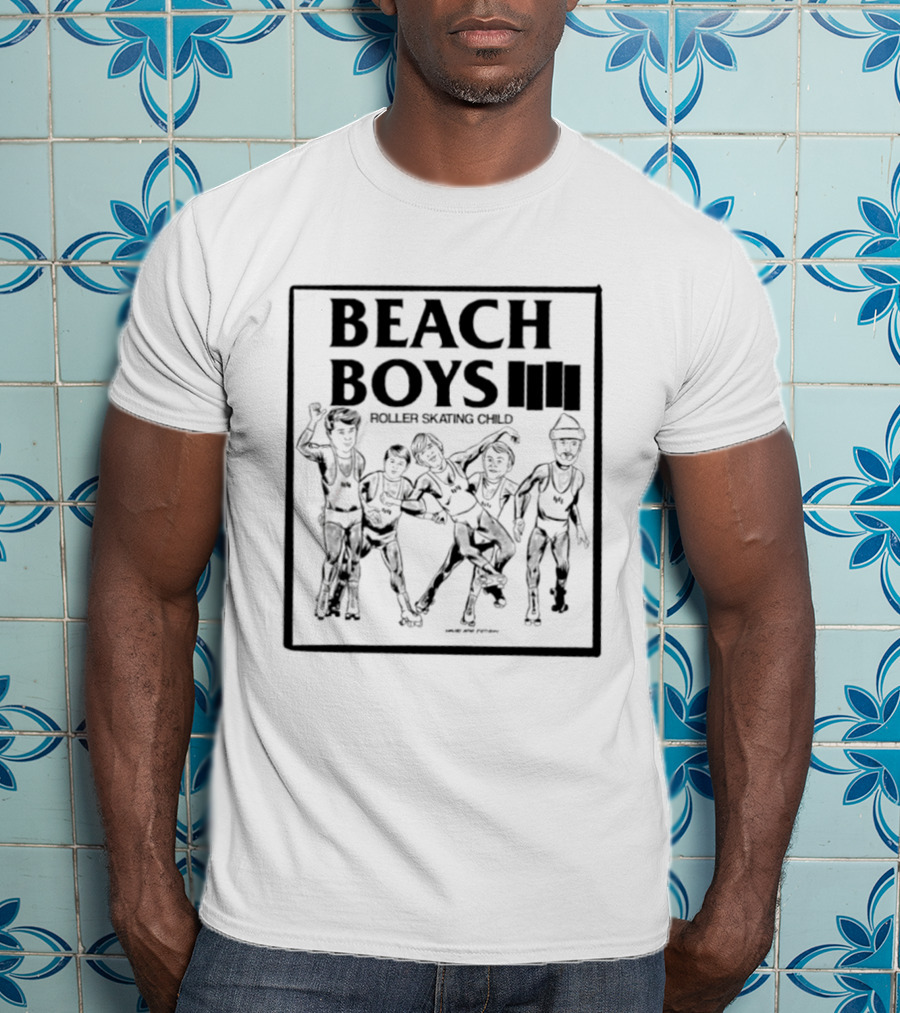 BEACH BOYS Roller Skating Child Black Flag T-Shirt